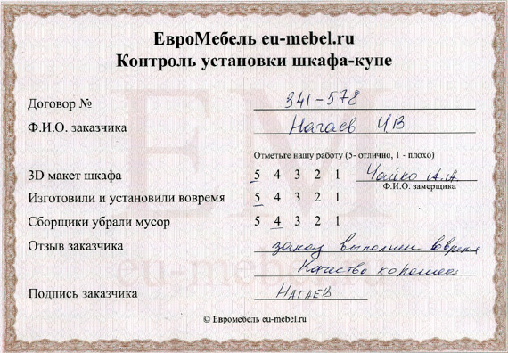 Отзывы о шкафах-купе на заказ в Москве